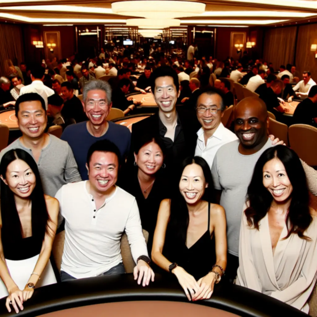 Gracze przy stole pokerowym podczas wieczoru w 